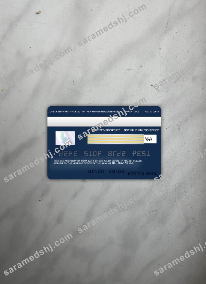 Cabo Verde BAI bank visa card photolook back
